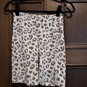 Gottex White and Olive green Leopard Print Bike Shorts